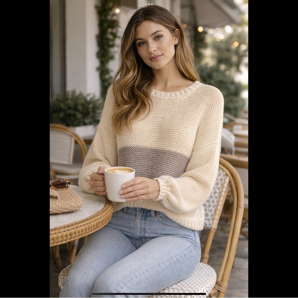 Rag Poets Spring Lightweight Sweater Coastal Boho Soft Knit Relaxed Fit